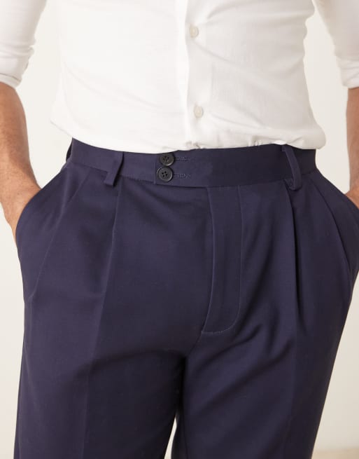 ASOS DESIGN smart tapered cotton chino pants in navy