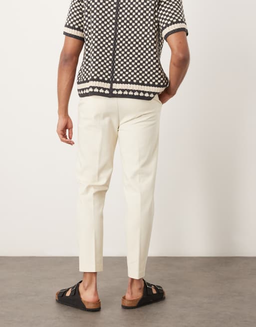 ASOS DESIGN smart tapered cotton chino pants in white