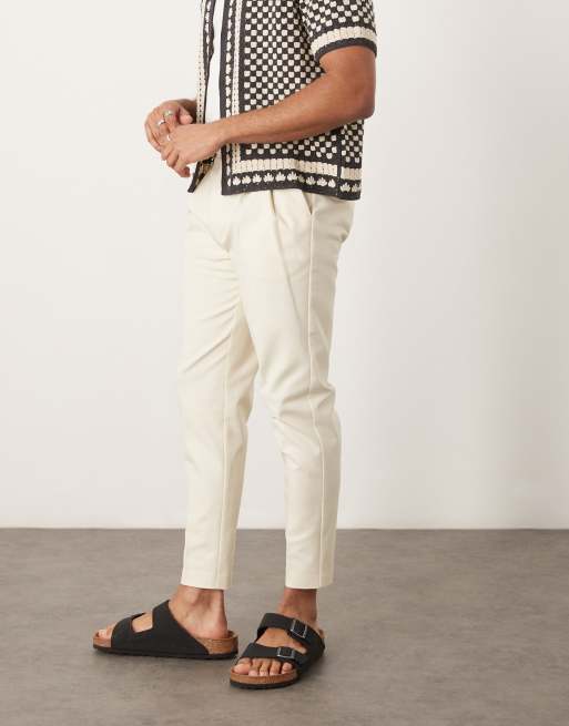 ASOS DESIGN smart tapered cotton chino pants in white