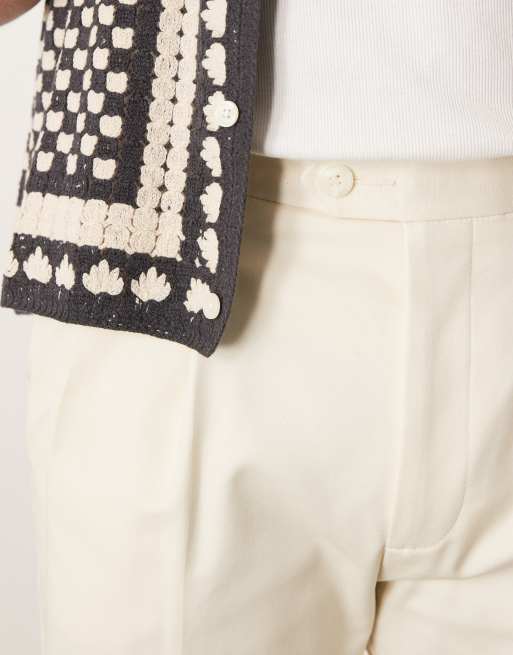 ASOS DESIGN smart tapered cotton chino pants in white
