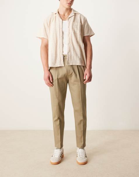 ASOS DESIGN smart tapered cotton chino trousers in green - view 1
