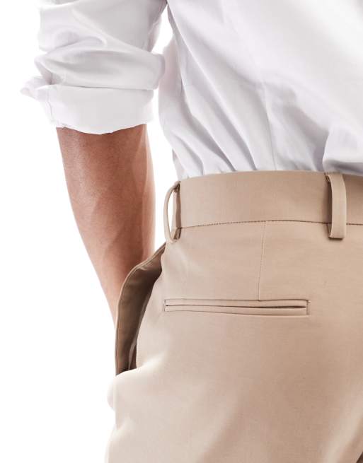 ASOS DESIGN smart tapered cotton chino trousers in light brown, 5 of 5