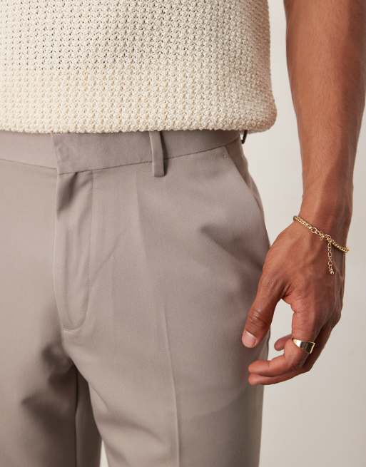 ASOS DESIGN smart tapered cropped pants in dark stone