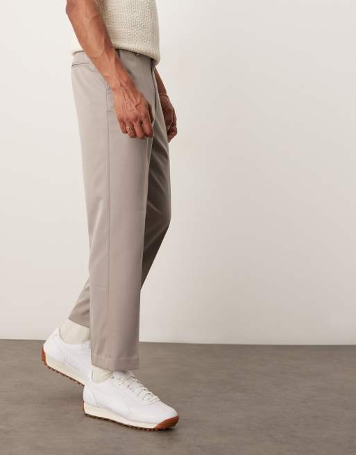 ASOS DESIGN smart tapered cropped pants in dark stone