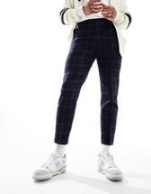ASOS DESIGN slim ankle grazer jersey smart jogger-style pants in blue