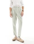 [ASOS DESIGN] ASOS DESIGN smart tapered fit chino pants in dusty green textured fabric W28 L30 Dusty green