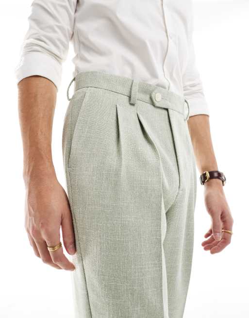 ASOS DESIGN smart tapered fit chino pants in dusty green textured fabric