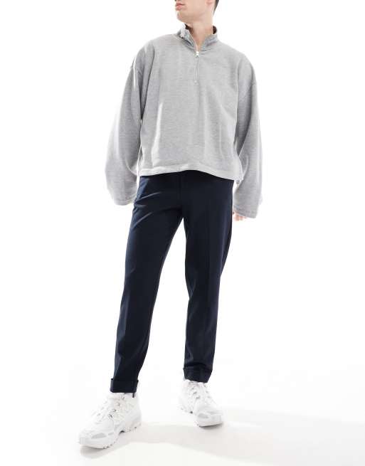 ASOS DESIGN – Elegante, schmal zulaufende Schlupf-Chinohose in Marineblau