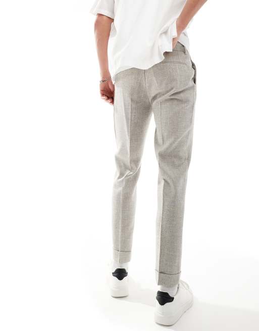 ASOS DESIGN smart tapered fit chino pants in light brown texture