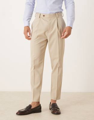 Asos Design Smart Tapered Fit Pants In Neutral