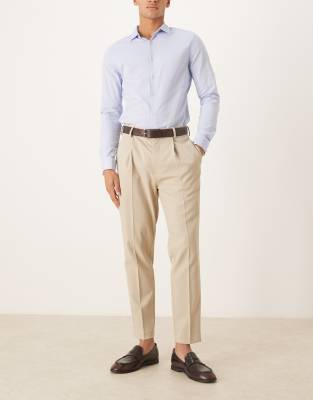 Asos Design Smart Tapered Fit Pants In Neutral