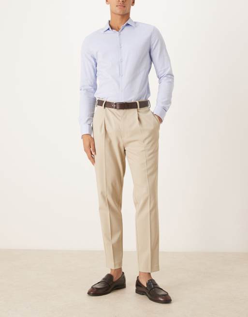 ASOS DESIGN smart tapered fit pants in beige