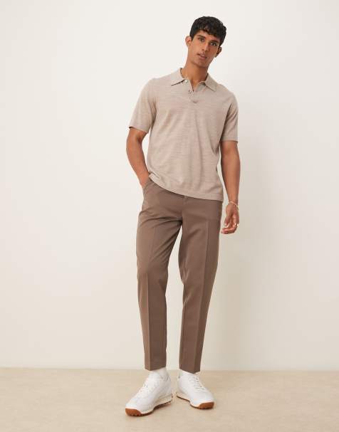 ASOS DESIGN smart tapered fit pants in brown - view 1
