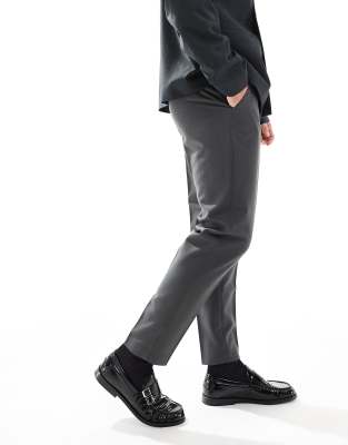 Asos Design Smart Tapered Fit Pants In Gray