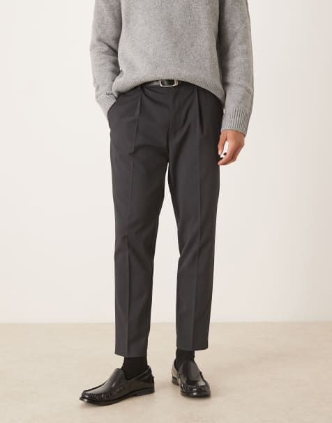 ASOS DESIGN smart tapered fit pants in charcoal - view 1
