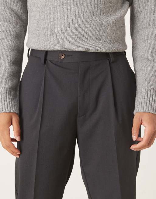 ASOS DESIGN smart tapered fit pants in charcoal | ASOS