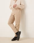 [ASOS DESIGN] ASOS DESIGN smart tapered fit pants in dark stone-Neutral W32 L32 Dark stone