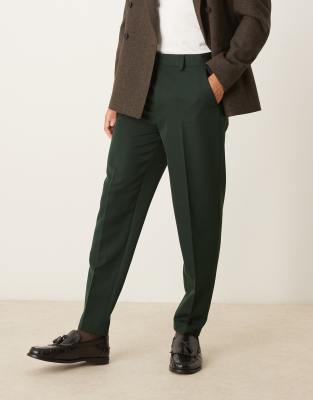 smart tapered fit pants in forest green