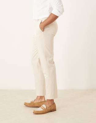 Asos Design Smart Tapered Fit Pants In Neutral