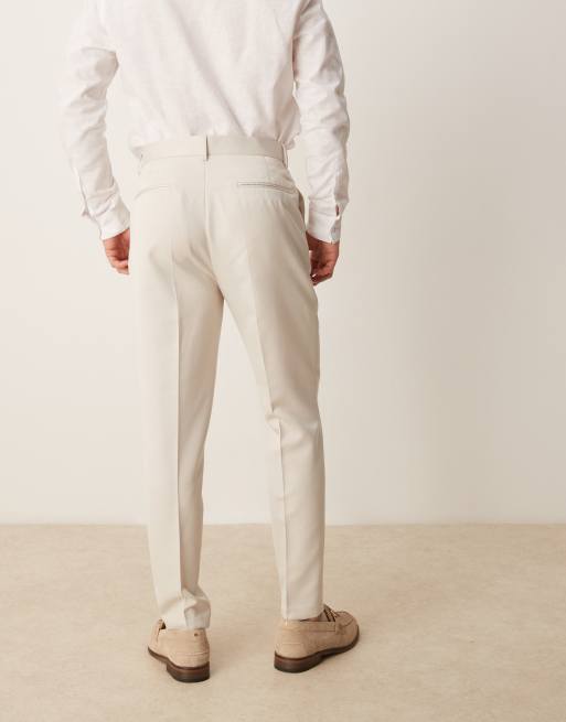 ASOS DESIGN smart tapered fit pants in stone