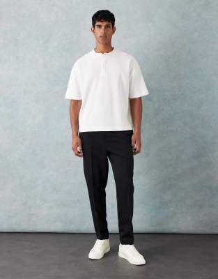 Asos Design Smart Tapered Fit Pants With Turnups In Black