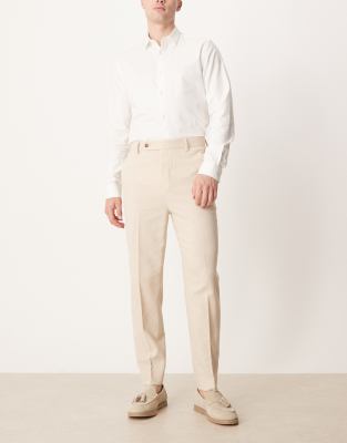 Asos Design Smart Tapered Fit Pants With Wool In Neutral