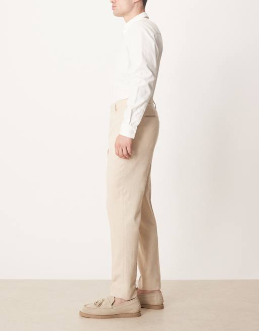 ASOS DESIGN smart tapered fit pants with wool in light stone , 3 of 5