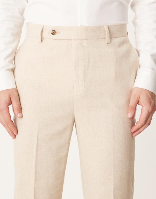 ASOS DESIGN smart tapered fit pants with wool in light stone , 5 of 5