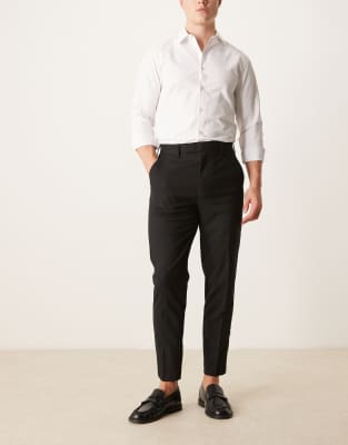 ASOS DESIGN smart tapered fit trousers in black