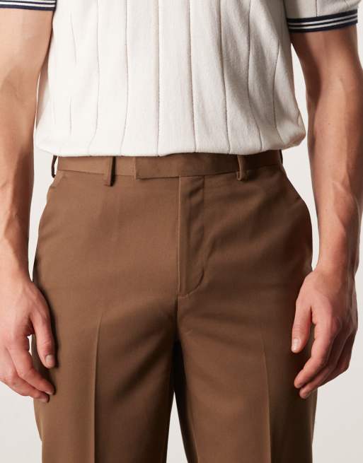 ASOS DESIGN tapered fit dress pants in brown