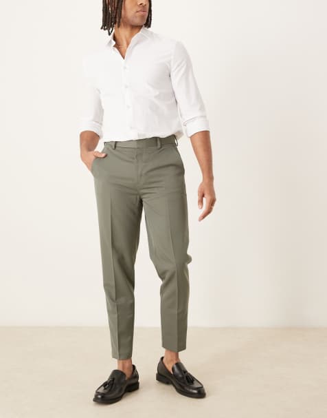 ASOS DESIGN smart tapered fit trousers in green - view 1