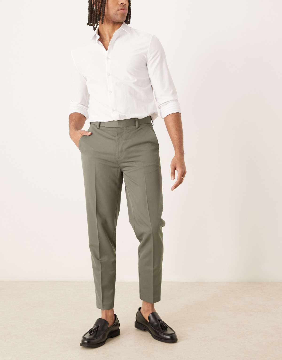 ASOS DESIGN smart tapered fit trousers in green