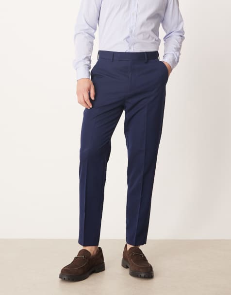 ASOS DESIGN smart tapered fit trousers in navy