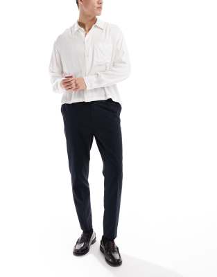 asos ASOS DESIGN smart tapered fit trousers in navy