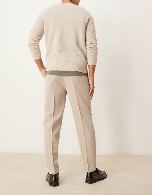 ASOS DESIGN smart tapered fit pants in stone