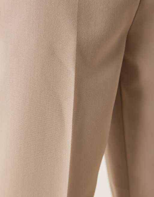 ASOS DESIGN smart tapered fit pants in stone
