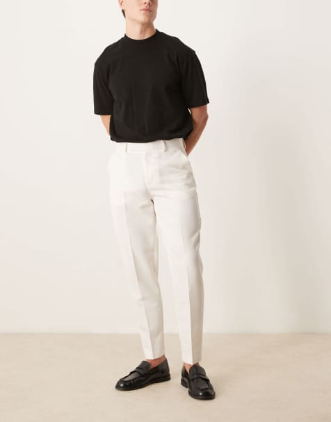 ASOS DESIGN smart tapered fit trousers in white - view 1