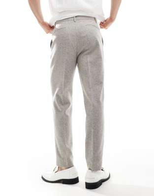 Asos Design Smart Tapered Fit Wool Mix Pants In Gray