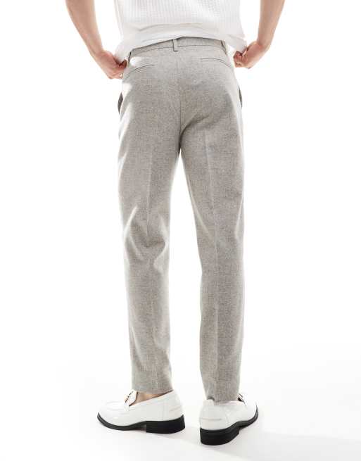 ASOS DESIGN smart tapered fit wool mix pants in gray