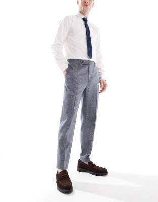 ASOS DESIGN smart tapered fit wool mix pants in navy