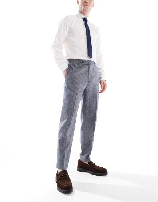 ASOS DESIGN smart tapered fit wool mix pants in navy