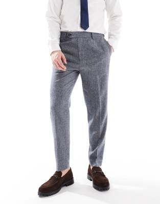Asos Design Smart Tapered Fit Wool Mix Pants In Blue