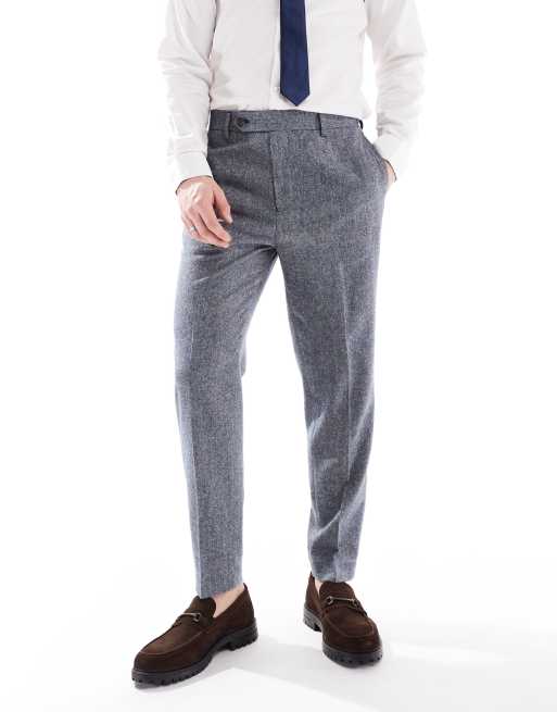 ASOS DESIGN smart tapered fit wool mix pants in navy