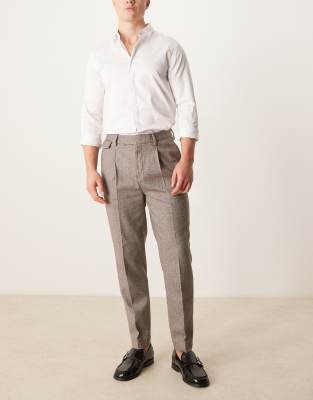 Asos Design Smart Tapered Fit Wool Mix Pants With Coin Pocket In Gray