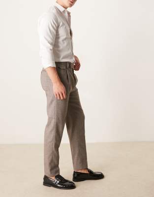 Asos Design Smart Tapered Fit Wool Mix Pants With Coin Pocket In Gray