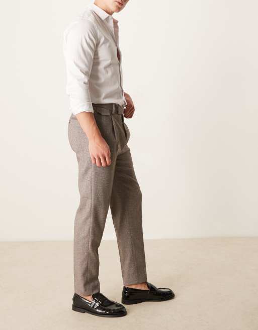 ASOS DESIGN smart tapered fit wool mix pants with coin pocket in dark gray