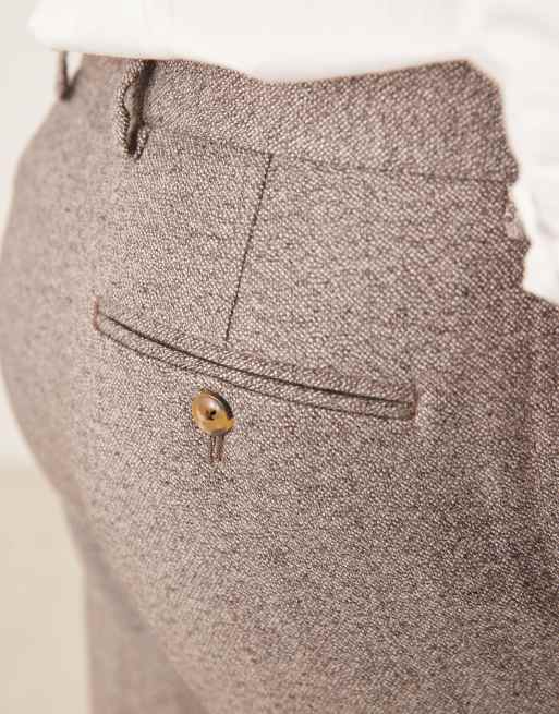 ASOS DESIGN smart tapered fit wool mix pants with coin pocket in dark gray