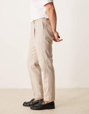 Asos Design Smart Tapered Fit Wool Mix Pants With Coin Pocket In Neutral