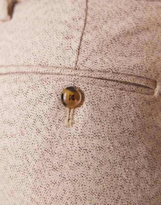 ASOS DESIGN smart tapered fit wool mix pants with coin pocket in ecru slub, 3 of 5