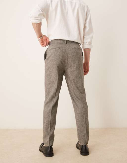 ASOS DESIGN smart tapered fit wool mix trousers in charcoal, 3 of 5
